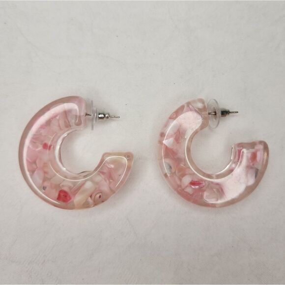 NWT chunky pink hoop earrings - Picture 1 of 6